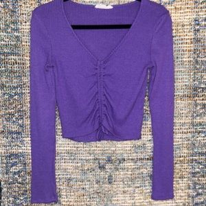 Ribbed V neck Crop Top